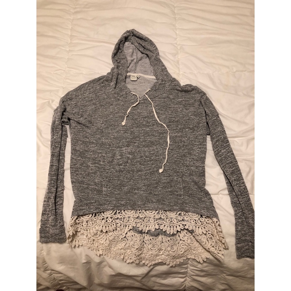 Grey Hoodie Cropped Shirt